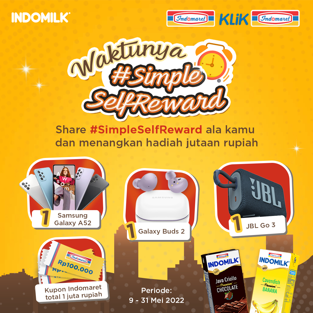 Indomaret's tweet photo. GIVEAWAY ALERT!
Yuk ikut challenge “Waktunya #SimpleSelfReward” biar Mimin kasih hadiah~ Jadi #GausahPusing lagi mikirin THR yang kemaren cuma lewat doang!
Caranya gampang banget kok: klik https://t.co/ldMZ3FWmxK
#Indomaret https://t.co/6nAfwQ1rxp