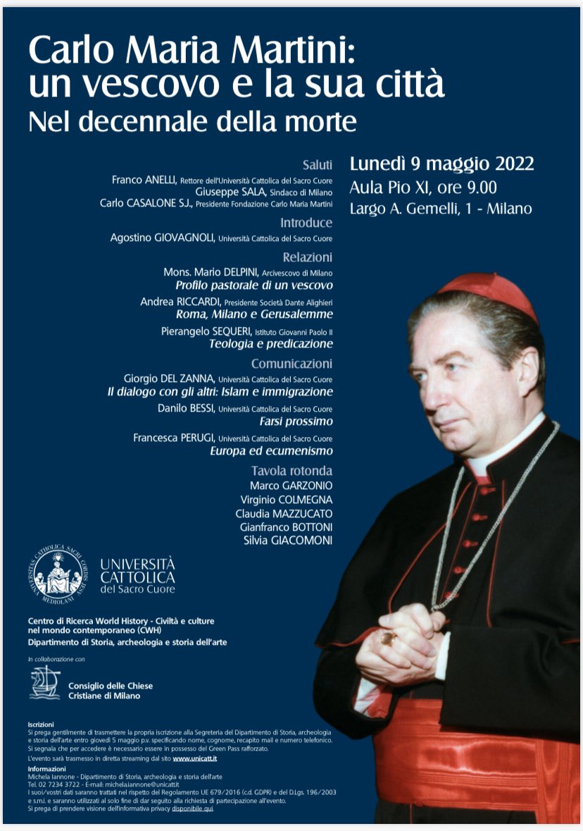 LemmaAndrea's tweet photo. Carlo Maria Martini: un vescovo e la sua città, con il sindaco @BeppeSala (@ComuneMI), #Riccardi (@la_dante), #Casalone (@FondMartini), #Delpini (@chiesadimilano), #Sequeri (GPII) e #Giovagnoli (@Unicatt). #10anni https://t.co/o6ofK6InUD