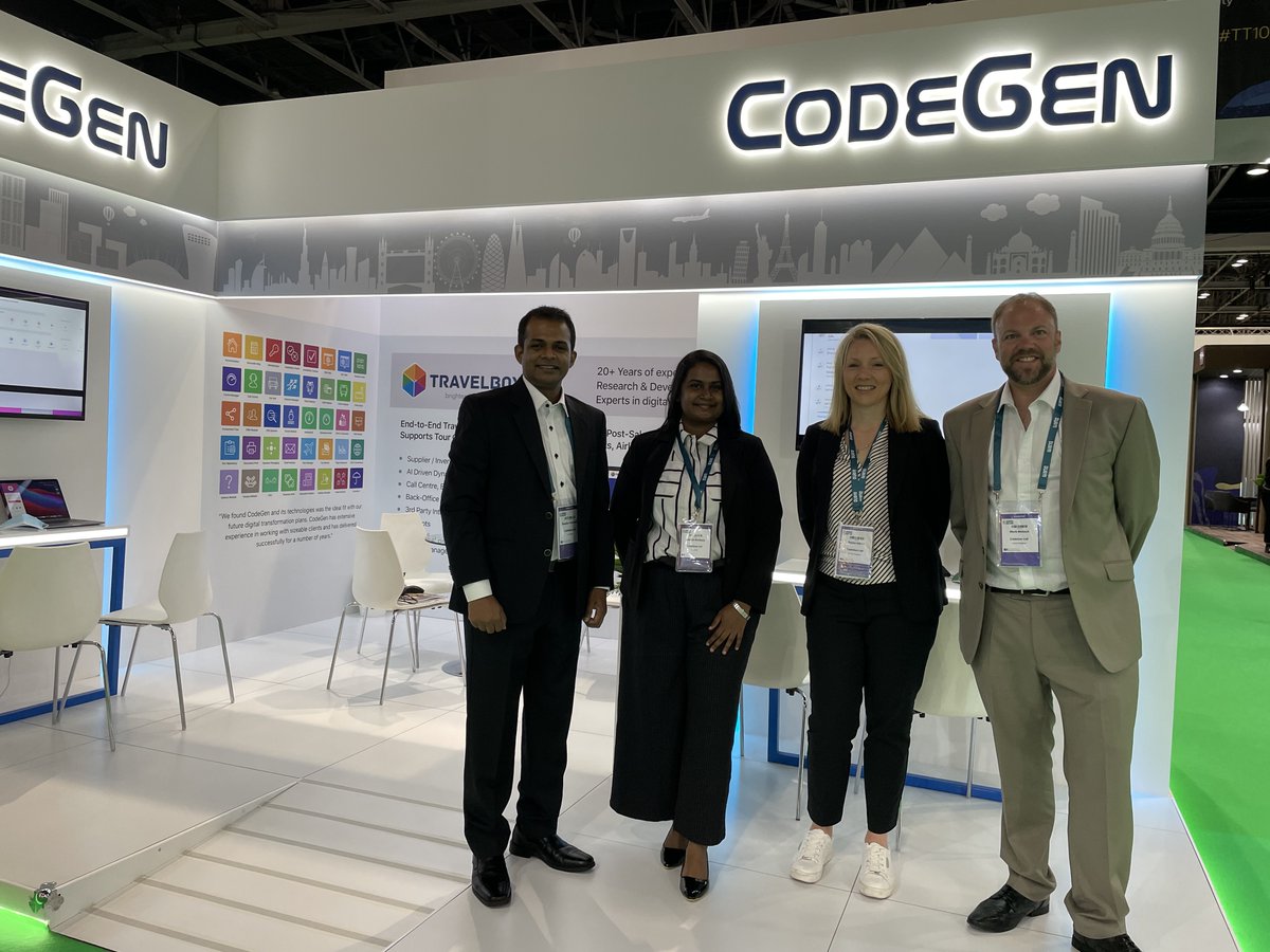 codegen_int's tweet photo. We are open for business day 1 at Arabian Travel Market  2022
Come meet our travel technology experts at exhibition stand TT1160

#atmdubai #traveltech #travelindustry #traveltechnology #ATM #digitaltransformation #ai #codegen https://t.co/9B1mpy4WH0