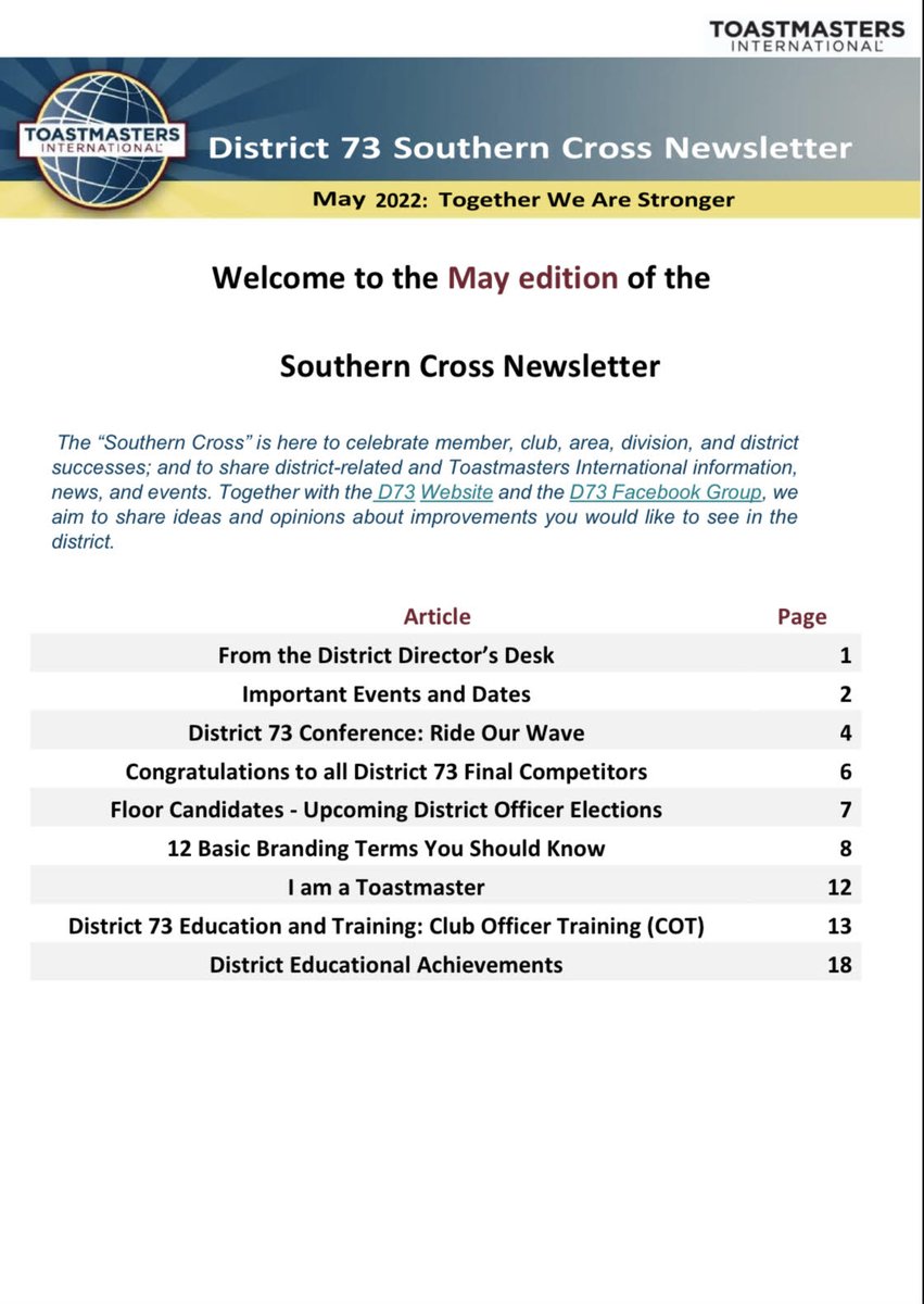 District 73 Toastmasters tweet media