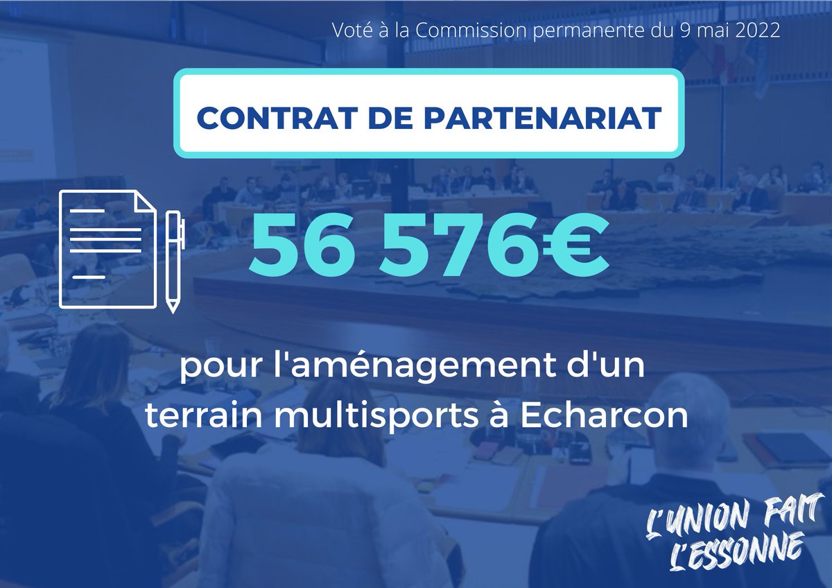 UFEssonne's tweet photo. ✅C'est voté en commission permanente
➡️56 576 € pour l'aménagement d'un terrain multisports à #Echarcon https://t.co/5f77DxvaOd