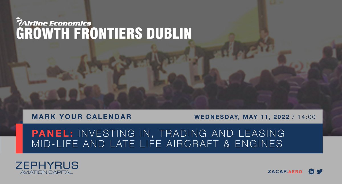 <a href="/ZACapAero/">Zephyrus Aviation Capital</a> CEO Damon D’Agostino is looking forward to an interesting &amp; lively discussion with his industry colleagues during the “Investing in, trading and leasing mid-life and late-life aircraft &amp; engines” panel at <a href="/eAviationNews/">Airline Economics</a> #GrowthFrontiers in #Dublin on Wednesday, May 11