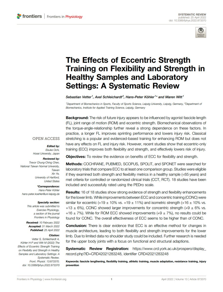 PhysioMeScience's tweet photo. The Effects of Eccentric Strength Training on Flexibility and Strength in Healthy Samples and Laboratory Settings: A Systematic Review

👀👀👇👇

https://t.co/qsDzzfbLcP https://t.co/ws28f26L0X