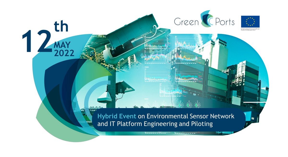 The #GREENCPORTS project invite you to the Event on Environmental Sensor Network and IT Platform Engineering and Piloting. You can follow the event via YouTube on 🗓️12th May. <a href="/cinea_eu/">CINEA 🇪🇺</a> 
👉📢More information and registration here 🔗: t.ly/4cCs