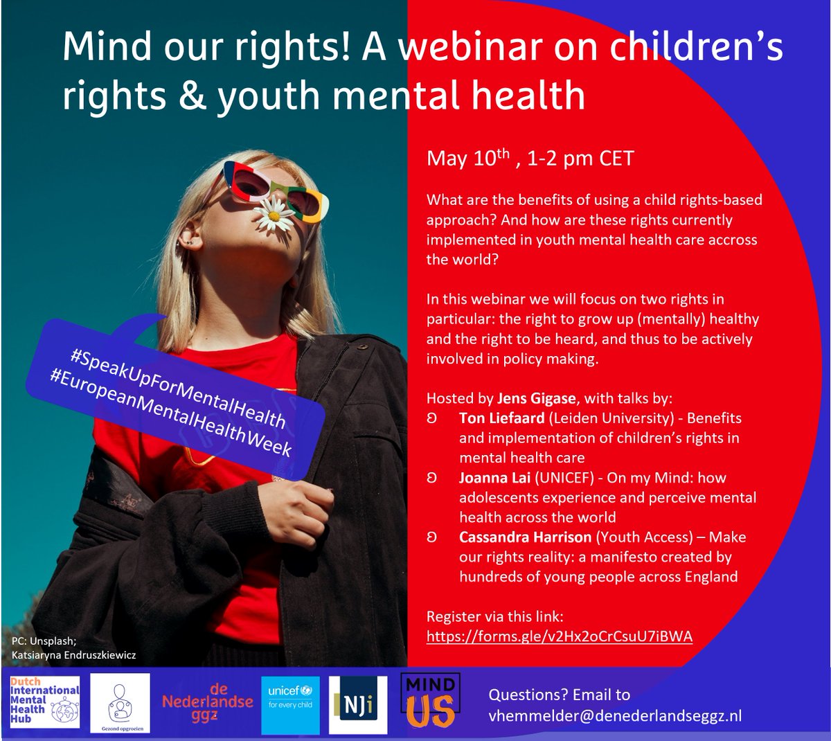 Happy #EuropeanMentalHealthWeek everyone! Celebrate by joining our webinar tomorrow, featuring a very special #sneakpeak of <a href="/UNICEF/">UNICEF</a>'s worldwide report on adolescent mental health, to be launched next week.

@MHESME, <a href="/deNLggz/">de Nederlandse ggz</a>, <a href="/UNICEFnl/">UNICEF Nederland</a>, #SpeakUpForMentalHealth, #Youth