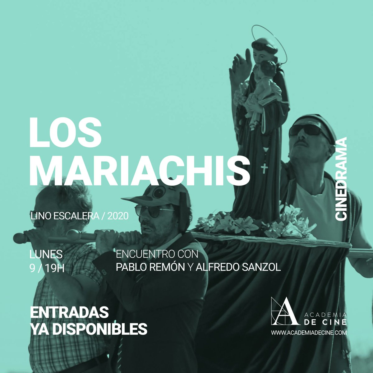 Academiadecine's tweet photo. Hoy a las 19h #enlaAcademia, pase de Los mariachis + encuentro con Pablo Remón y Alfredo Sanzol @centrodramatico. Información y entradas: https://t.co/TP1xI15z35 https://t.co/bbV84M44A2