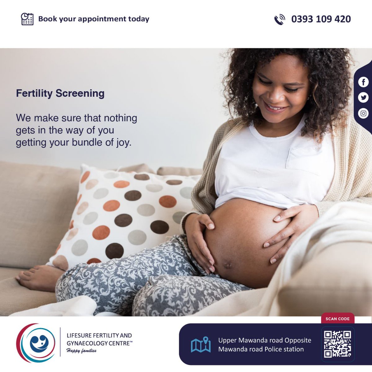 Are you in pursuit of your bundle of joy? We make sure that nothing gets in the way of you getting your bundle of joy 🤩 

Visit us for Fertility Screening today‼️

Call us on 0393 109 420.

#HappyFamilies #FertilityScreening #Fertility #mondaythoughts #babybumpalert