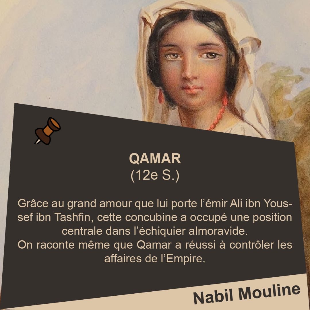 Lahcenhaddad's tweet photo. Ces femmes qui ont marqué l’histoire du #Maroc. Qamar, l’amour de Ali Ben Youssef, sultan #almoravide, qui a succédé à Ibn Tachfine, gérait les affaires de l’empire qui s’étendait depuis le fleuve Sénégal jusqu’à Navarre & Castille de l’Atlantique jusqu’à à l’est Algerien actuel https://t.co/xFfEjv8bHC