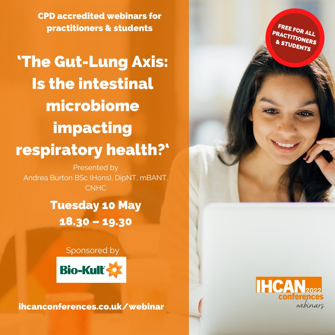 IHCANconference's tweet photo. *FREE WEBINAR* Tomorrow night (Tuesday 10 May, 18.30 - 19.30)

Register free 👉 https://t.co/4sNOtrtKnj

Hosted by @Bio_Kult.

#integrativehealth #CPD #ihcanconf #nutritionaltherapy #microbiome https://t.co/hLRazApKPE