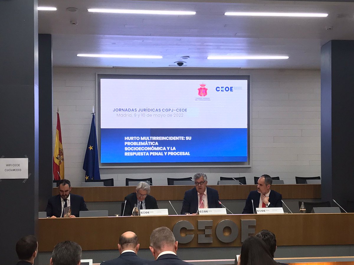 CEOE_ES's tweet photo. 🔐@CEOE_ES, junto a @PoderJudicialEs, celebran la jornada "El hurto multirreincidente: su problemática #socioeconómica y la respuesta #penal y procesal"

✅Sobre cuestiones asociadas al #hurto y propuestas de mejora del sistema actual

https://t.co/zJRISwp1vK https://t.co/R98DrECQl2