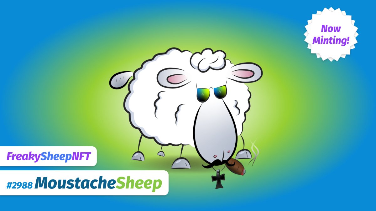 FreakySheepNFT's tweet photo. Very posh &amp; stylish: Meet MoustacheSheep 😎

➡️Mint at https://t.co/jkIUt3kQvt

#NFTdrop #NFTartist #NFTCommunity #NFTCollection  #NFTcollectibles #NFT #NFTCommunityCryptoArt #nftart #Minting #Mint #MintingNow #Cryptos #NFT #NFTsales #NFTinvestor #NFTInvestment #CryptoInvestor https://t.co/F4vtWuospC