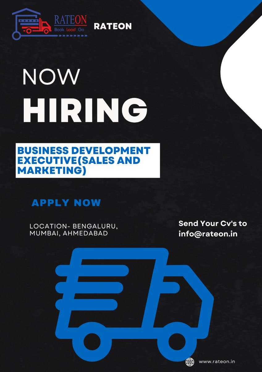 RateonL's tweet photo. WE ARE HIRING!!
We are looking for Business Development Executives for Bengaluru, Mumbai &amp; Ahmedabad Location. Freshers can also apply.
Industry Standard Salary.
Send your CV to info@rateon.in with subject 'BD Executive' before 18th May 2022
#Hiring #JobAlert 
#Rateon 
#startup https://t.co/fBh6Q5LeHX