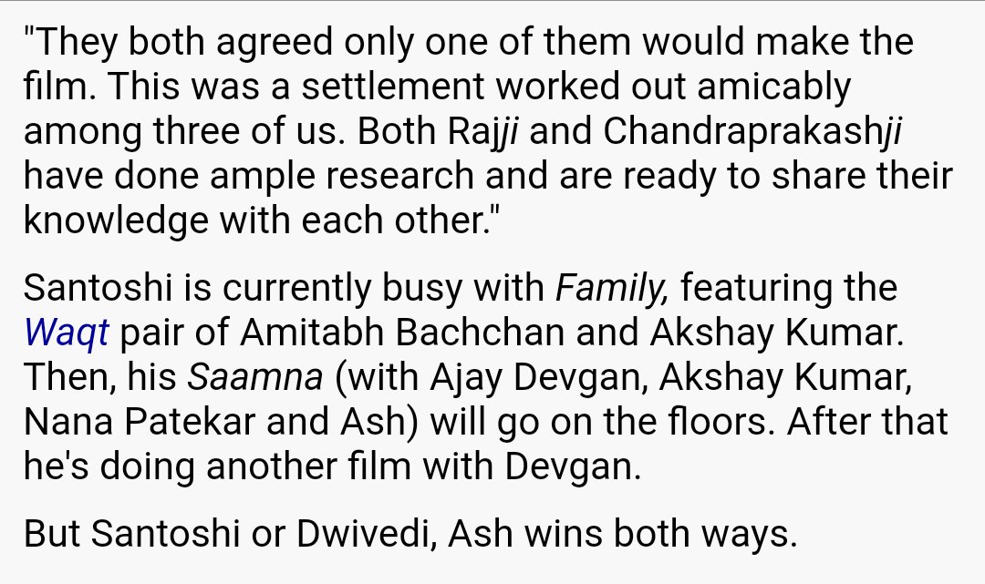 BibaswanM's tweet photo. #InformativeTweet for Only Ash fans.
#PrithvirajChauhan was first offered to #AishwaryaRaiBachchan for Samyukta role by Dr Chandra Prakash Diwedi
And She was the only choice.
Even Rajkumar Santoshi also wanted her for same subject. https://t.co/9clr3tkfI6