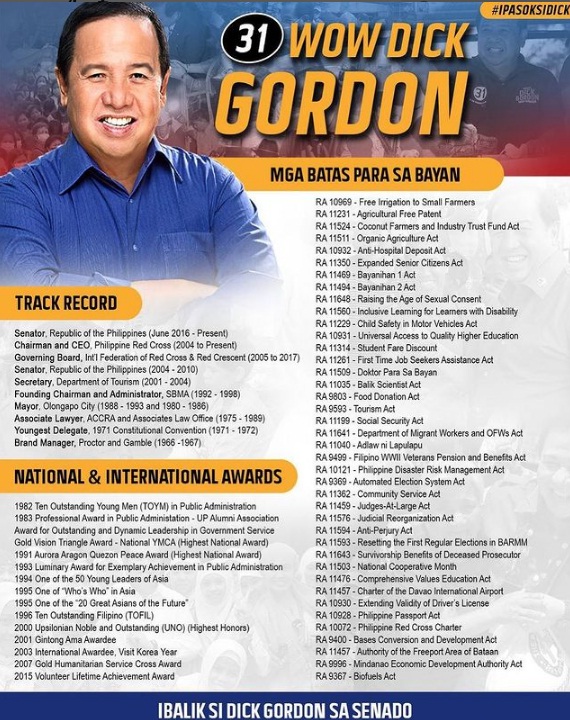 duncmattjames's tweet photo. @AltA2ZChannel11 Paki boto si Gordon. paki set aside ang personal issues kay gordon kailangan pa natin siya sa senado and #Kakampink natin siya #ipasoksidick @DickGordonDG https://t.co/zKhLLWCtwx