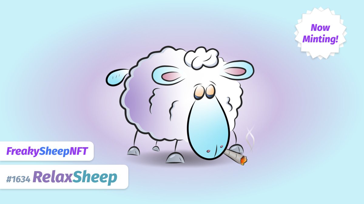 FreakySheepNFT's tweet photo. Ready for the weekend? So is RelaxSheep.
Have a good one! ☀️

➡️Mint at https://t.co/jkIUt3Crn1

#NFTdrop #NFTartist #NFTCommunity #NFTCollection  #NFTcollectibles #NFT #NFTCommunityCryptoArt #nftart #Minting #Mint #MintingNow #Cryptos #NFT #NFTsales #cryptocurrecy #Metaverse #AI https://t.co/WzlzB3SpVG