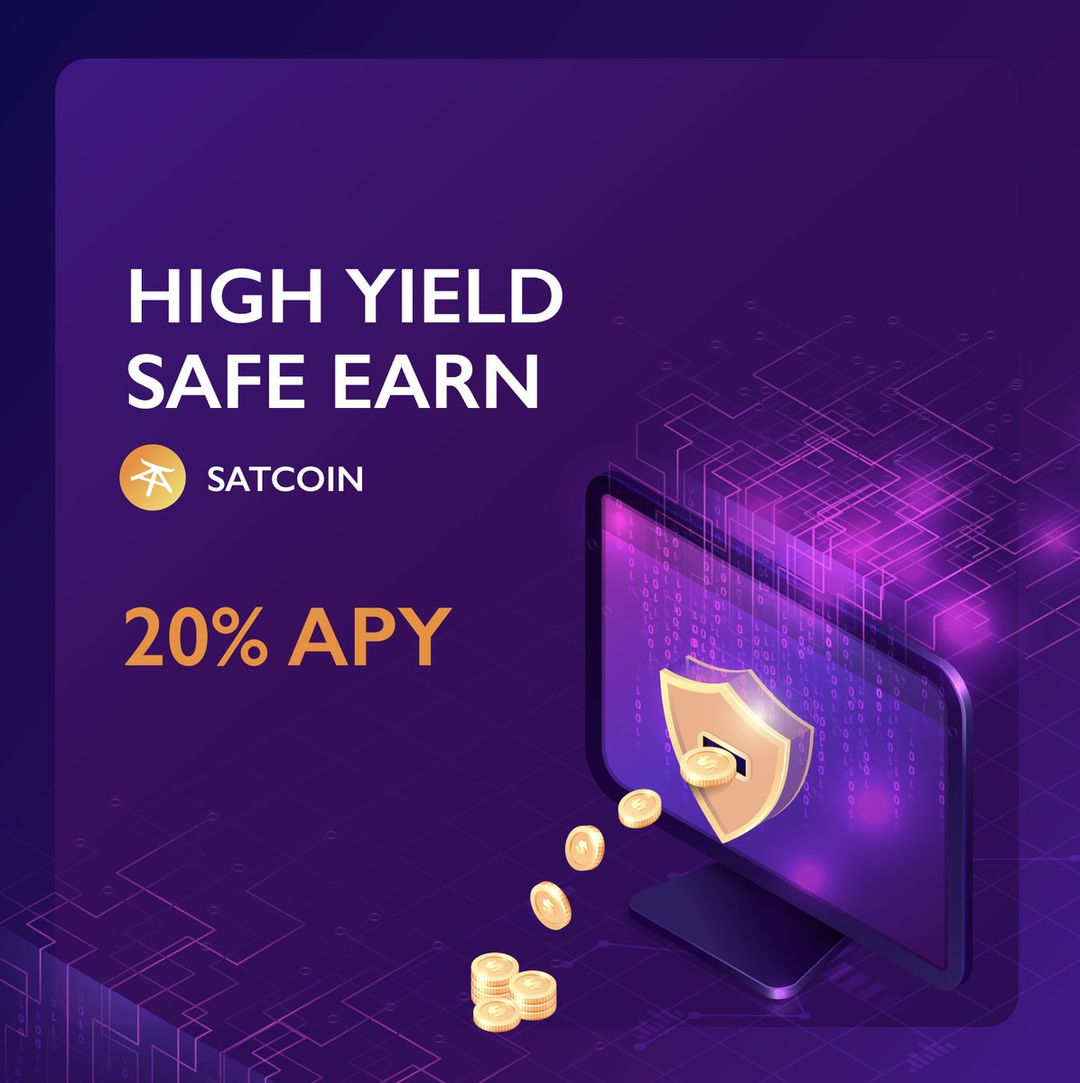 With Promo.satcoin.net, you can stake #Satcoin with 0% risk, High-Yield Safe Earns without taking on any risks.
Stake your #SAT now at promo.satcoin.net to earn 20% APY!