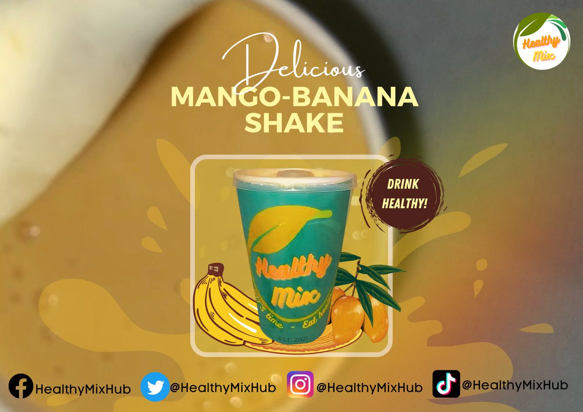 HealthyMixHub's tweet photo. Calling all #Mango #Banana Lover!!  Serving you a fresh Mango Banana Shake that will sure win your hearts 😊

This healthy drink is rich in nutrients, proteins and carbs provide nutrition and energy for many hours. They also keep you satiated by curbing the food cravings. 🥤 https://t.co/dosx78gjdc