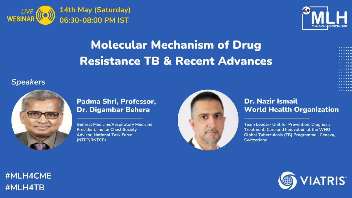 mlh_tc4a's tweet photo. Molecular Mechanism of Drug Resistance TB & Recent Advances
Please click here to register: https://t.co/NDdBpc7tv1
Date: 14th May 2022, Saturday
Time: 06:30-8:00PM
#MolecularMechanismofDrugResistanceTBandRecentAdvances #Tuberculosis #CMEplatform #medicallearninghub https://t.co/nTOz0PqwrO