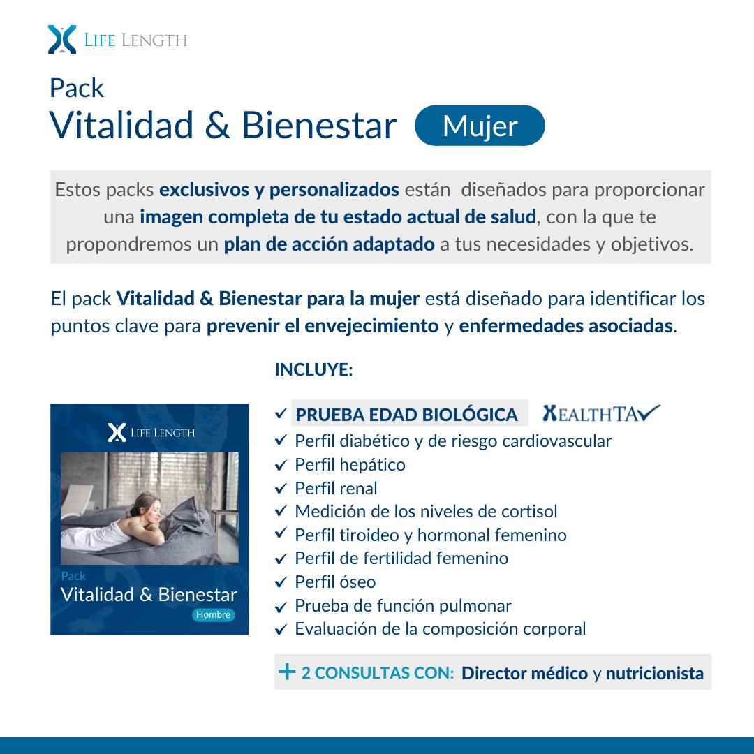 LifeLength's tweet photo. El Pack de Salud Vitalidad y Bienestar Mujer está pensado para obtener una imagen de tu estado de salud actual.

Infórmate sin compromiso en nuestra clínica de Madrid, mandando un email a clinica@lifelength.com o llamando al (+34) 91 737 12 98. https://t.co/WEwDHkcSVH