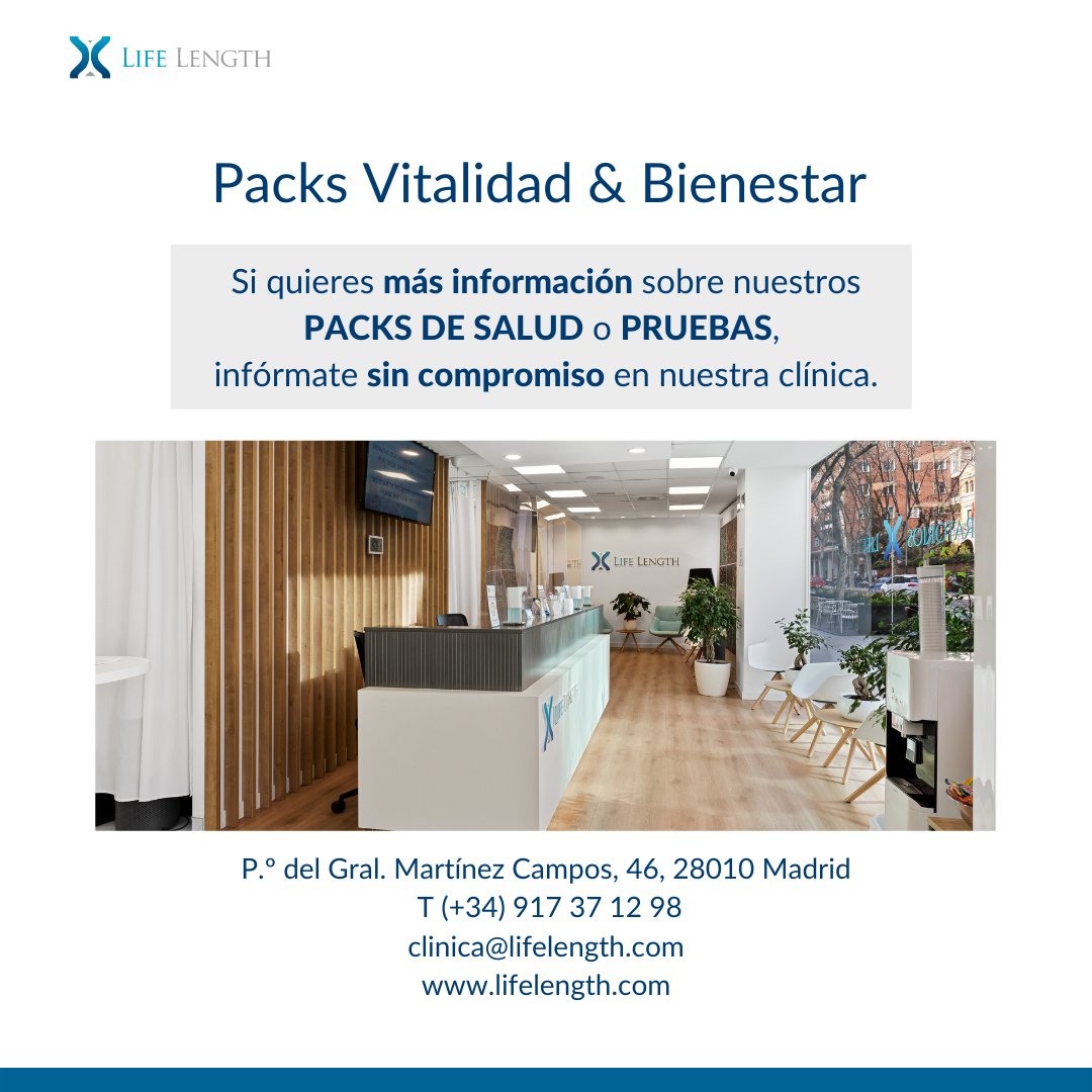 El Pack de Salud Vitalidad y Bienestar Mujer está pensado para obtener una imagen de tu estado de salud actual.

Infórmate sin compromiso en nuestra clínica de Madrid, mandando un email a clinica@lifelength.com o llamando al (+34) 91 737 12 98.