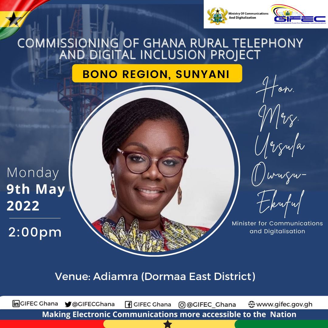 ceekaybee057's tweet photo. Sunyani are you ready??!! 🔥🔥✅
For the commissioning of Ghana rural telephony and digital inclusion project by Hon. @UrsulaOw and the CEO of @GIFECGhana @PrinceSefah - Chairman P.S
#GRTDIP
#BuildingGhanaTogether https://t.co/4TlqJTaFoN