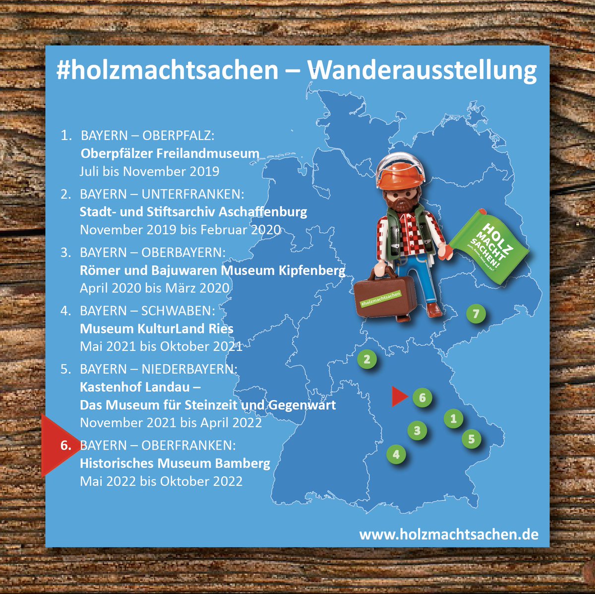 HolzmachtSachen's tweet photo. Die Reise geht weiter! 😀 Holz macht Sachen! Holz, Baum, Wald und Du?🌲🚀Ausstellungsstart im Historischen Museum Bamberg am 15.5.2022 
@museen_bamberg #bamberg #holzmachtsachen https://t.co/hq0FnGhikI https://t.co/hQmRot0enU