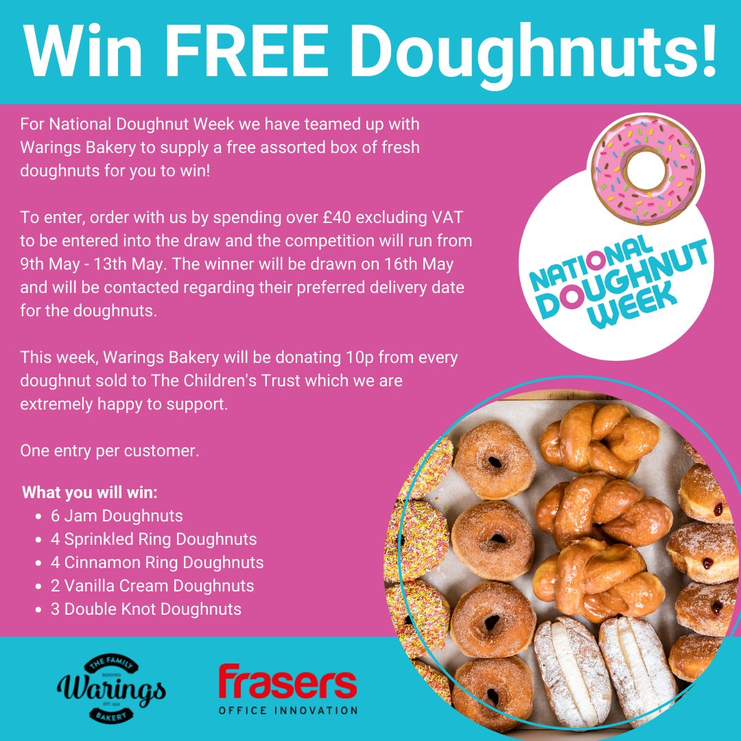 Frasersoffice's tweet photo. It is BACK for #NationalDoughnutWeek!
We are happy to partner with @waringsbakery for our favourite competition!
Follow the steps below to enter🍩
https://t.co/RVzvzDhjHk

#competition #giveaway #free #donuts #donutweek #doughnuts #marketing #digitalmarketing #smallbusiness https://t.co/uoQviojx6r