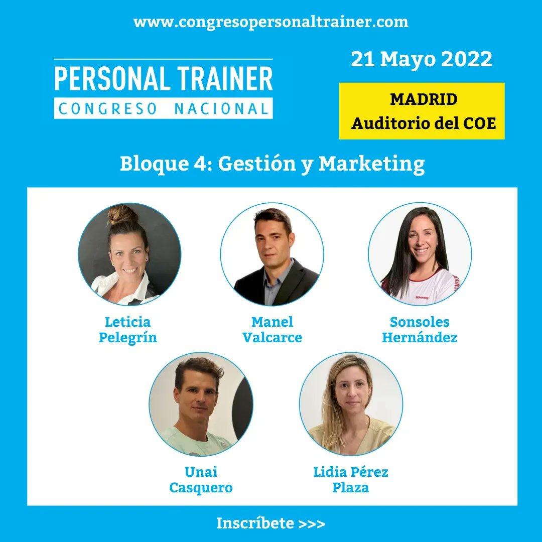 🎤Bloque 4: Gestión y Marketing
🎓Leticia Pelegrín: Entrena tu Comunicación en Redes Sociales
🎓Mesa Redonda "Casos de éxito en modelos de negocio de entrenamiento personal", con Manel Valcarce, Sonsoles Hernández, Unai Casquero y Lidia Pérez Plaza
➡️ buff.ly/3LALCtS
