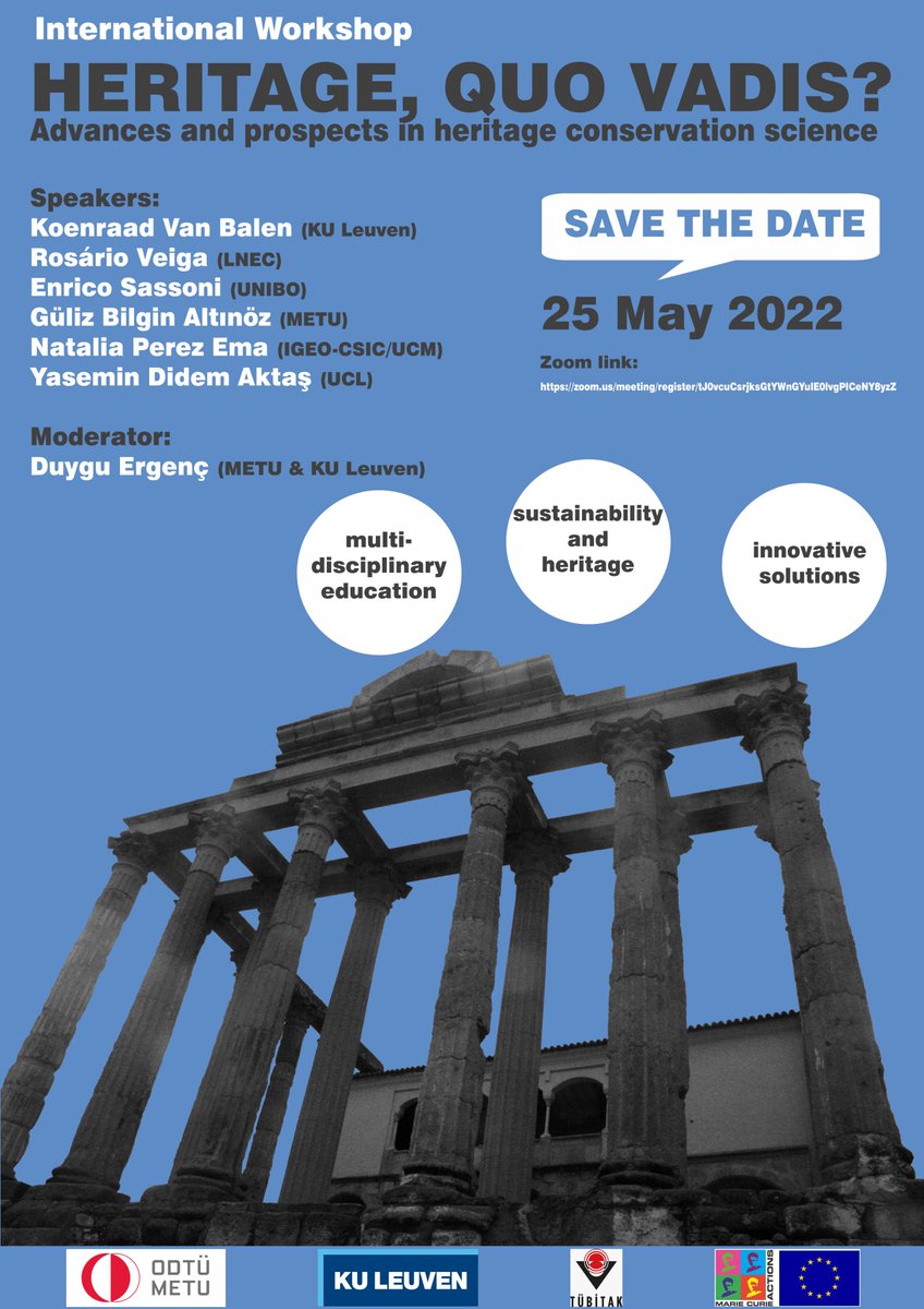 Happy to announce the workshop on heritage conservation science I'm organizing.The workshop will explore the state of the field from different perspectives, incl'g cross-disciplinary work, international collaboration,sustainability issues,and innovative solutions.1/2