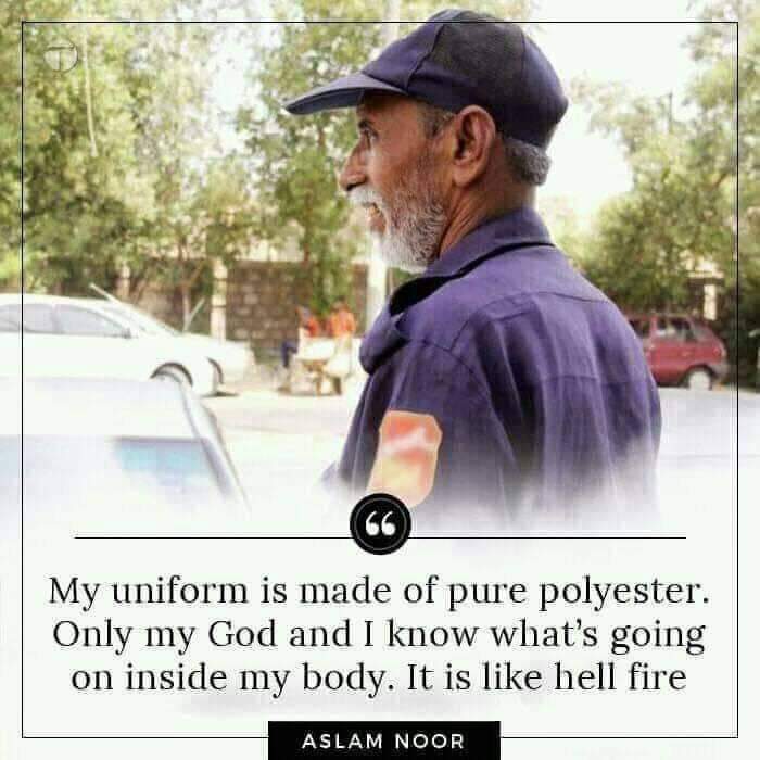 ShinyAqsa's tweet photo. Kindly raise your voice on Social Media. Cotton Uniforms should be produced for security guards and other workers.

If there are any workers in your office wearing this stuff, kindly take step to change. Be the first drop of rain.

#BanPolyesterUniforms #Summer #CaretheWorkers https://t.co/D6q9Xryiod