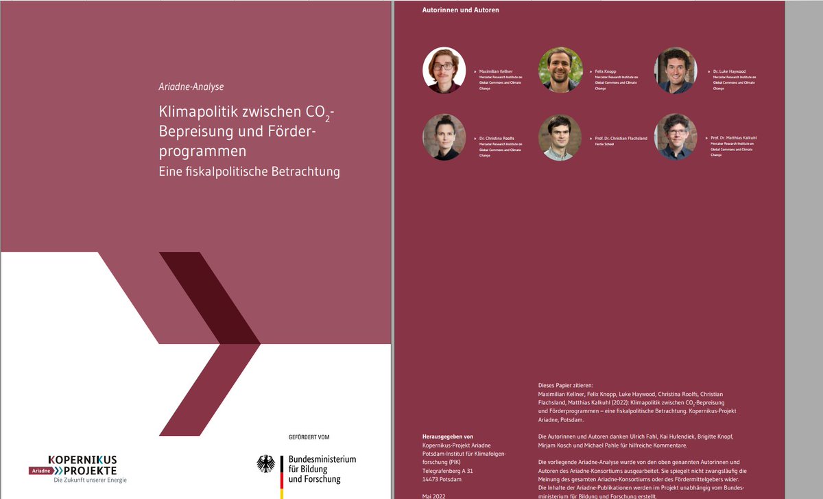 mkalkuhl's tweet photo. Am Freitag wurde unsere @AriadneProjekt Analyse veröffentlicht: https://t.co/rTLBFRJ6TB Hier die wichtigsten Ergebnisse zu #Einnahmen aus #CO2-Preisen und #Ausgaben aus dem Energie- und Klimafonds (#EKF/#KTF)🧵(1/9) https://t.co/eYiocxDx2B