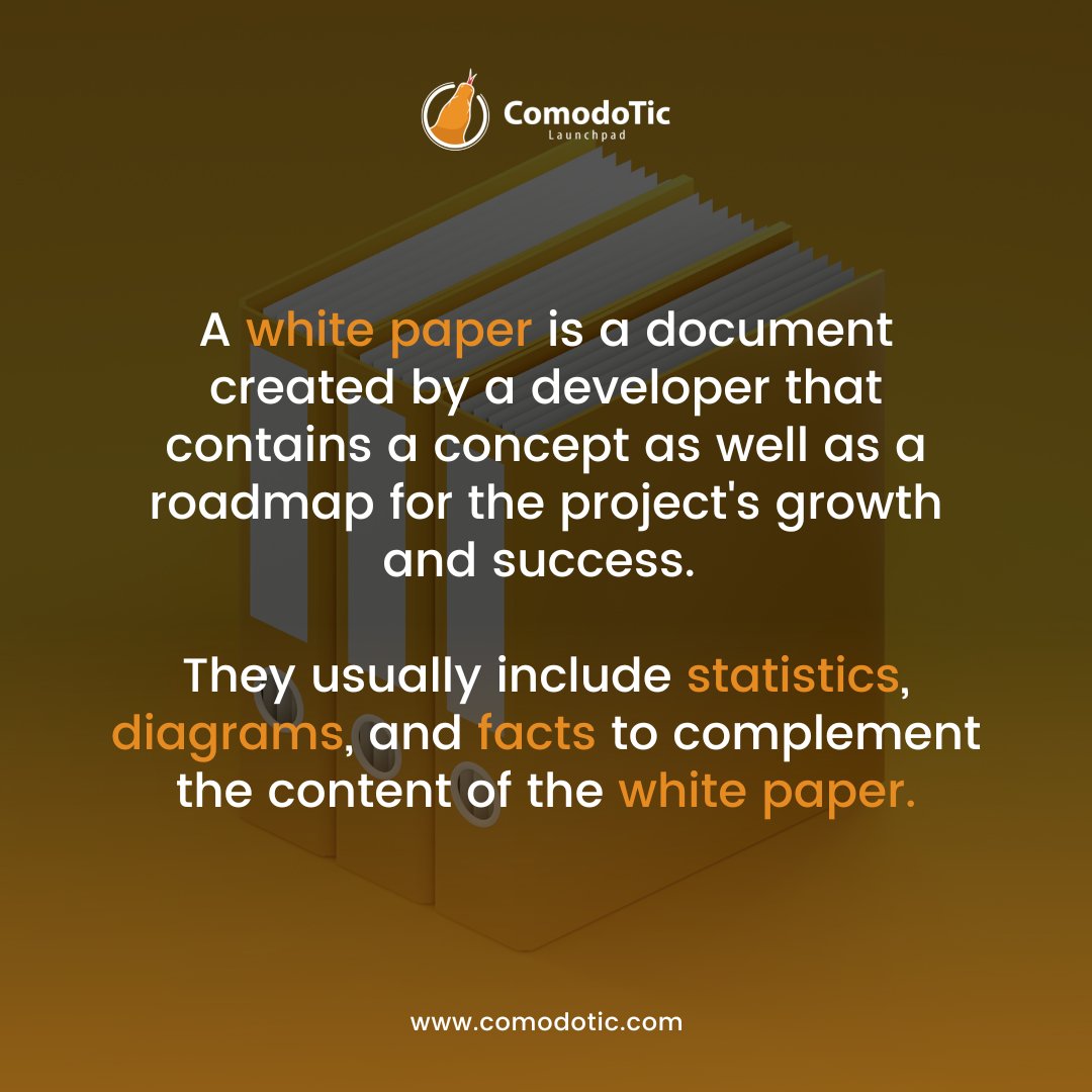 Comodotic's tweet photo. The White Paper explains the purpose and technology behind a project. It becomes important for you to read the whitepaper before diving into the project of your choice. 📄📄
.
.
.
#comodotic #launchpad  #blockchain #technology #cryptocurrency #crypto #whitepaper #reward https://t.co/toeYsXobEd