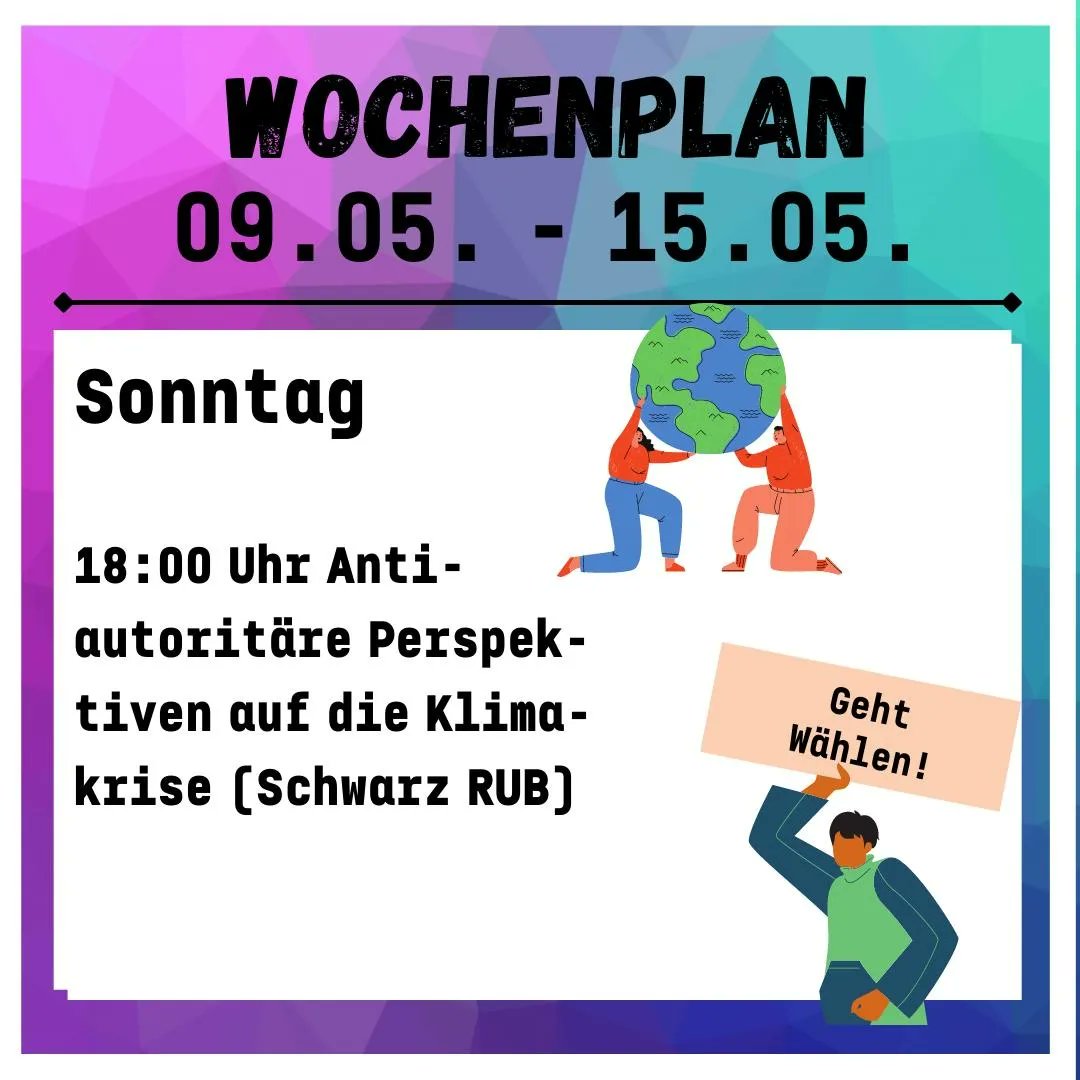 Heute startet die nächste Woche im Klimacamp Bochum! Euch erwarten viele spannende Vorträge und Workshops. Die Uhrzeiten werden sobald es geht noch nachgereicht. Stay tuned!💚
