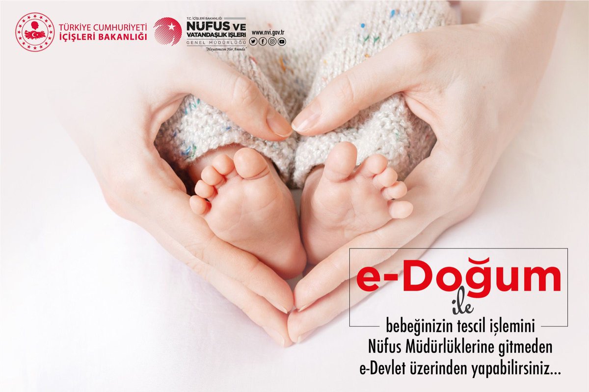 cagriavci_'s tweet photo. e-doğum uygulaması ile nüfus idarelerine gelmeden doğum başvurusunda bulunduğunuzda bebeğinizin tescilini yapıyor, kimliğini de adresinize ücretsiz gönderiyoruz.  #HayatınızınHerAnında https://t.co/T4Zq6LLNuD