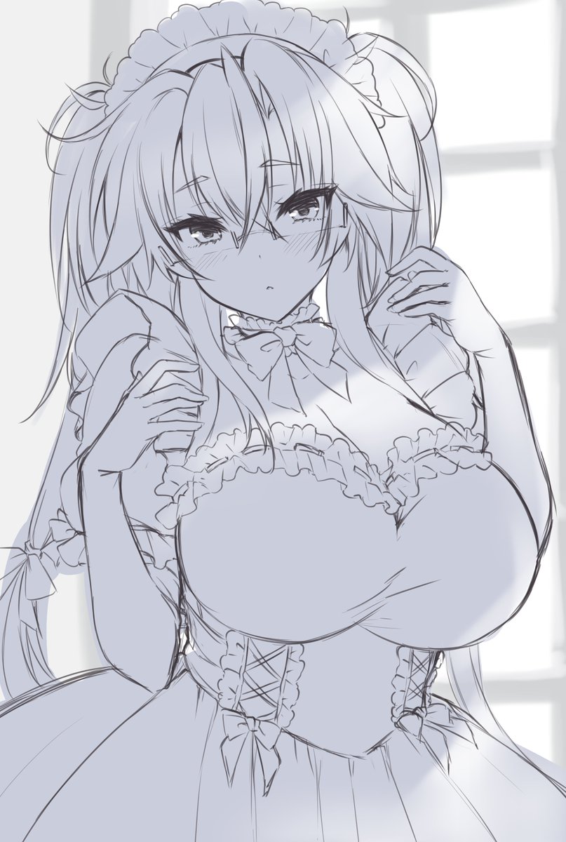 リハビリで描いたメイド武蔵しゃんのラフです 