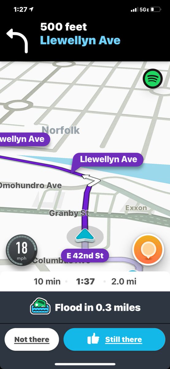 FloodMapp's tweet photo. Stay safe @NorfolkVA and download the @Waze app. Thanks to @RiseResilience, our real-time flood prediction technology will mark flood hazards and road closures in @waze to help drivers navigate around flooded roads.  We're here to help! #flooding #turnarounddontdrown https://t.co/mllMCGROjg