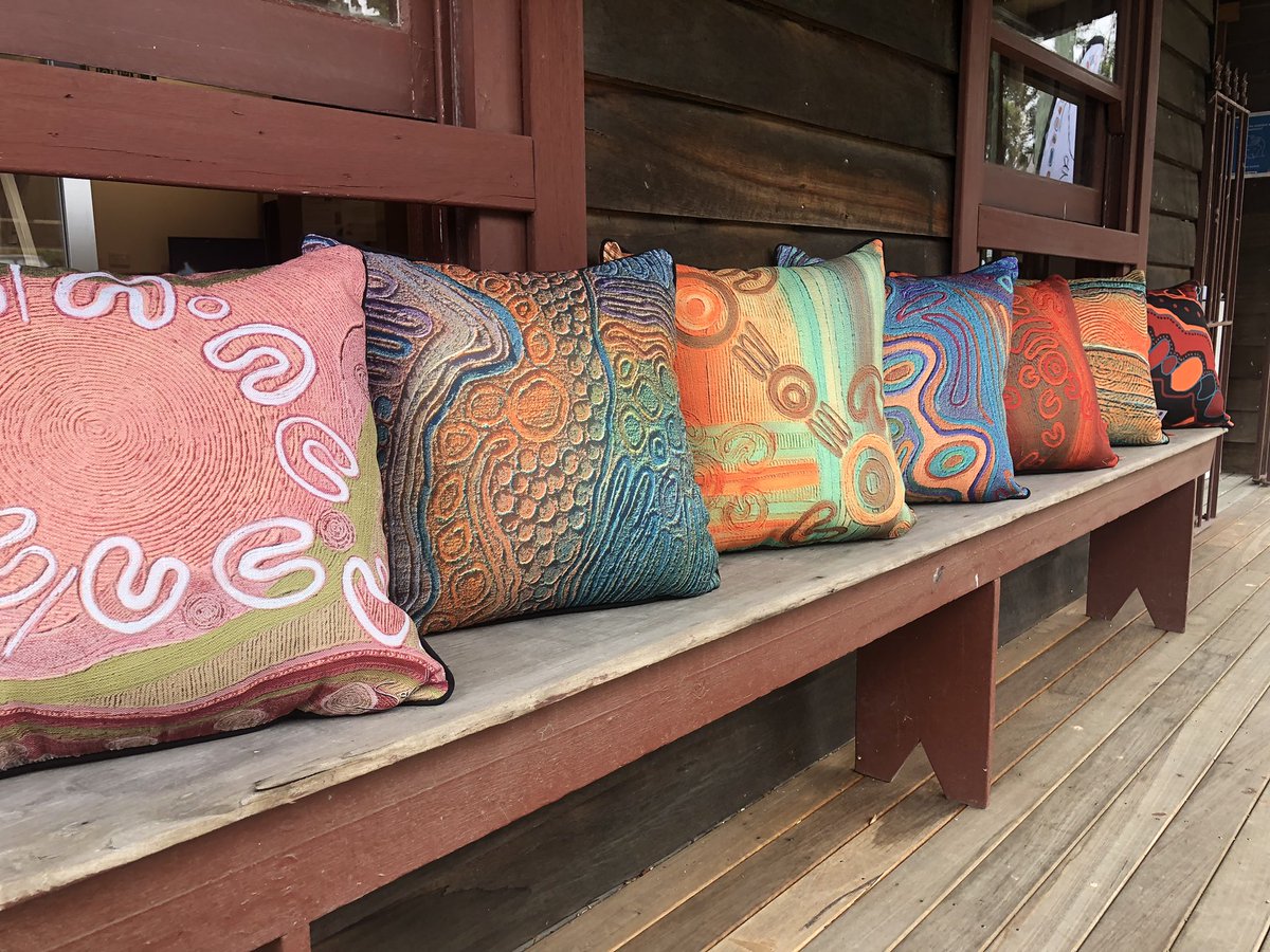 Just some of the new designs on display at Little Yengo Room, Wollombi. 
Dreamtime, Yapug, Malang Generations 
Available now with free postage Aust wide. saretta.com.au/collections/cu… #WomensArt #aboriginalart #cushions #buyblack #NAIDOC