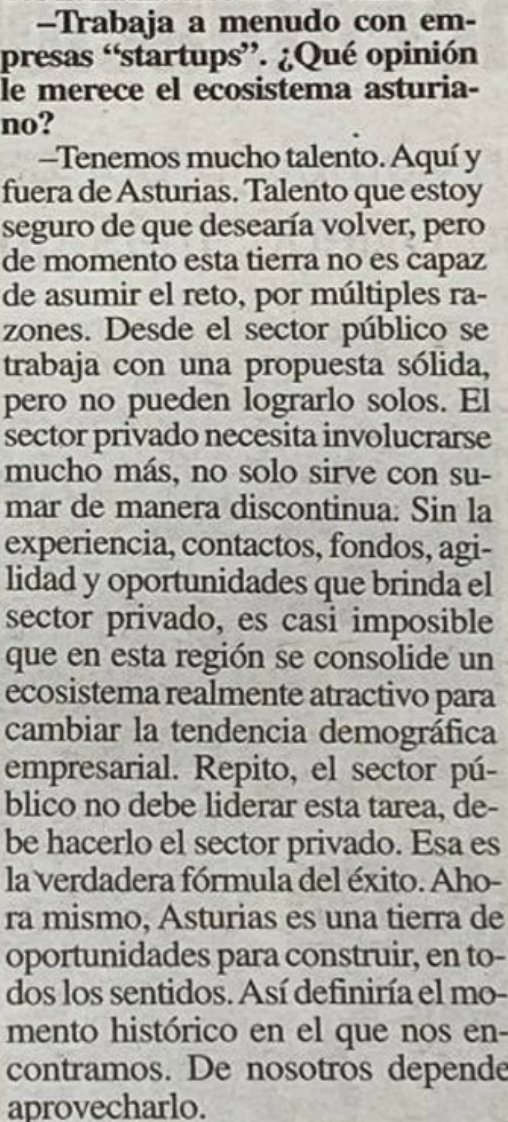 JaviSENSUM's tweet photo. Gran entrevista a @daniiguti13 en @lanuevaespana donde destaco tres respuestas fundamentales: el networking es crítico en los negocios, aléjate de los vende humos... y PROTEGE tu activo más importante, el intelectual y el intangible https://t.co/tjUraT7MjL