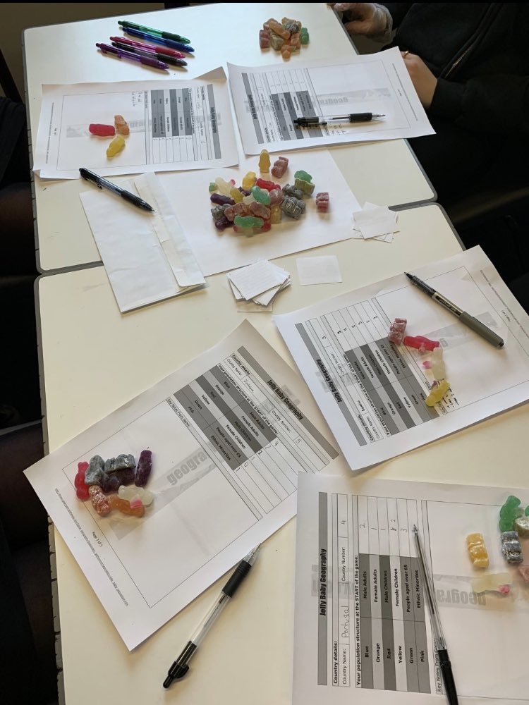 #S3Geography and a selection of jelly babies to help them understand the factors that affect population change. #MrEvans