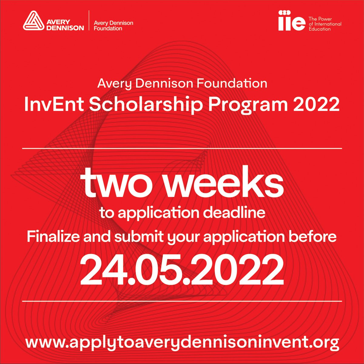 IIEindia's tweet photo. 2-weeks to deadline - finalize your application now and submit before May 24! 

InvEnt Scholarship Program offers #scholarship award of USD 1300, Spirit of Invention workshop, #Internship opportunities &amp; more! 

https://t.co/1GIglNmNsP

#Innovation #Invention #Technology #Design https://t.co/5yeCo7SwKh