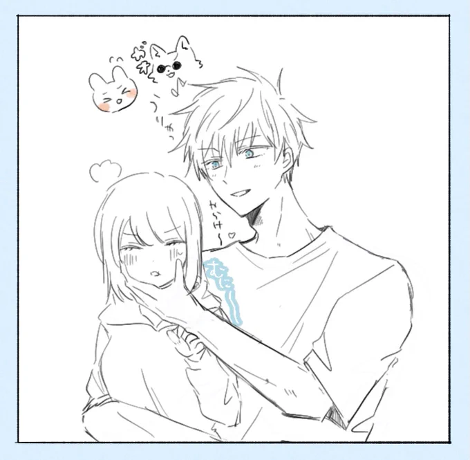 専5️⃣と後i輩🌸がただいちiゃいちiゃするお話描いてる✍️  ※夢主顔有り 