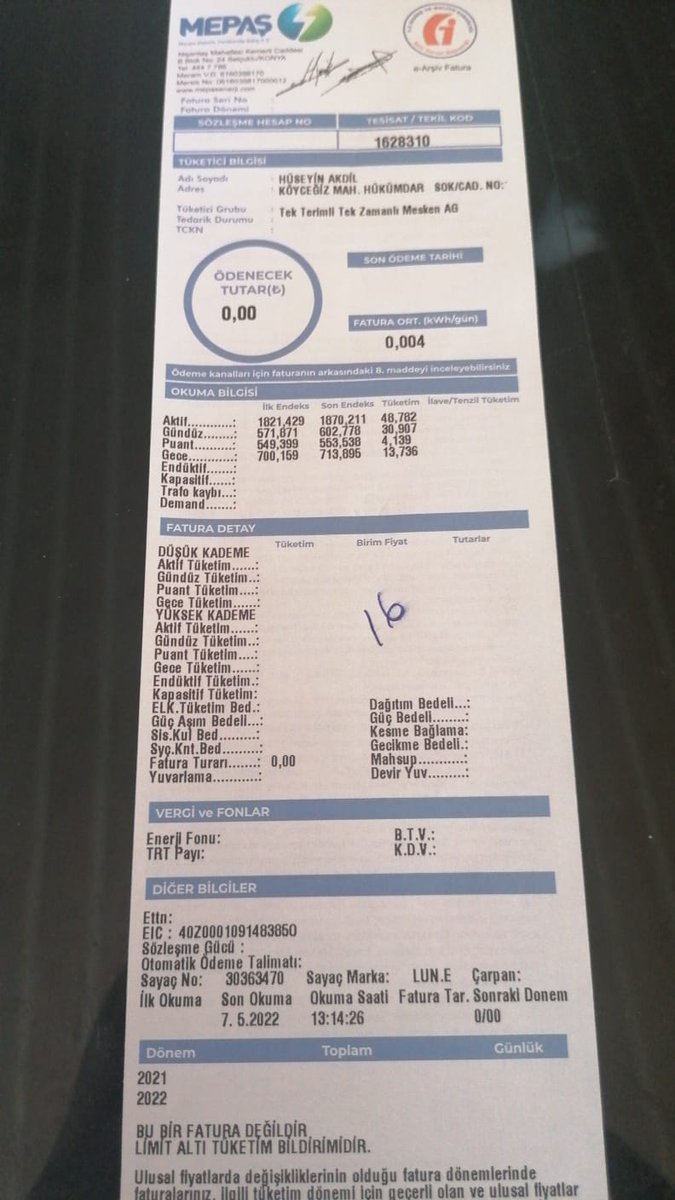 Humman2023's tweet image. Adamsın @Konyabuyuksehir 45kW altına fatura gelmiyormus. 😅