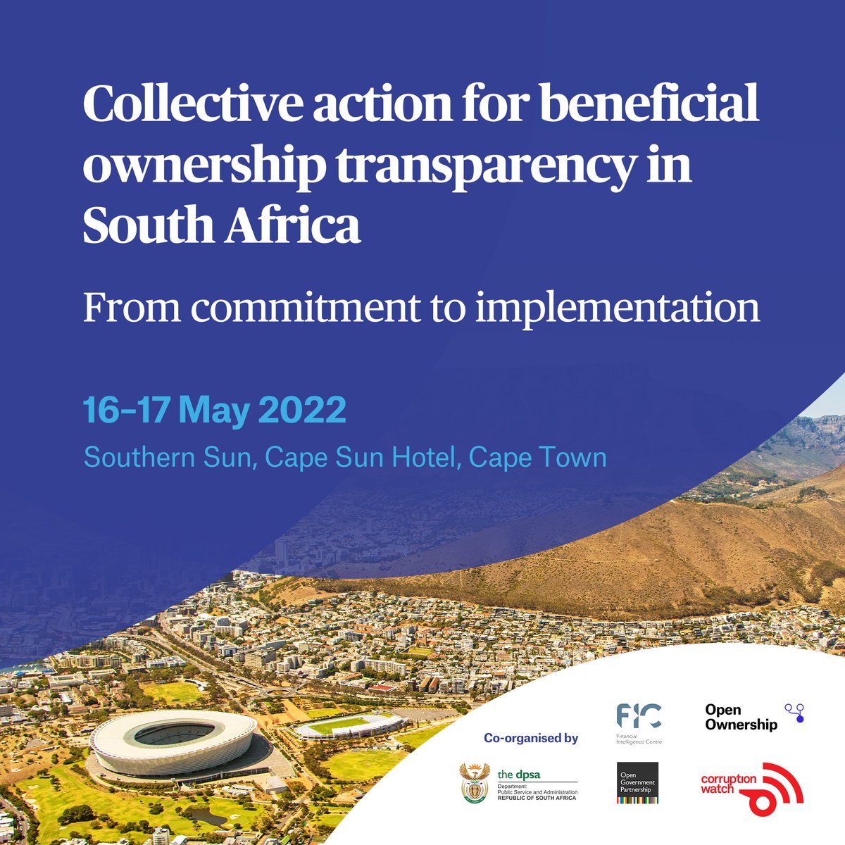 OpenOwnership's tweet photo. Two-day national conference on #beneficialownership to coincide with Open Gov Week, in Cape Town, #SouthAfrica. Find out more and register for your free place⤵️

Register for online attendance: https://t.co/ujU7Z1ZpIW
Register for in person attendance: 
https://t.co/YI4CTeW7Dv https://t.co/2zfAxNiDxQ