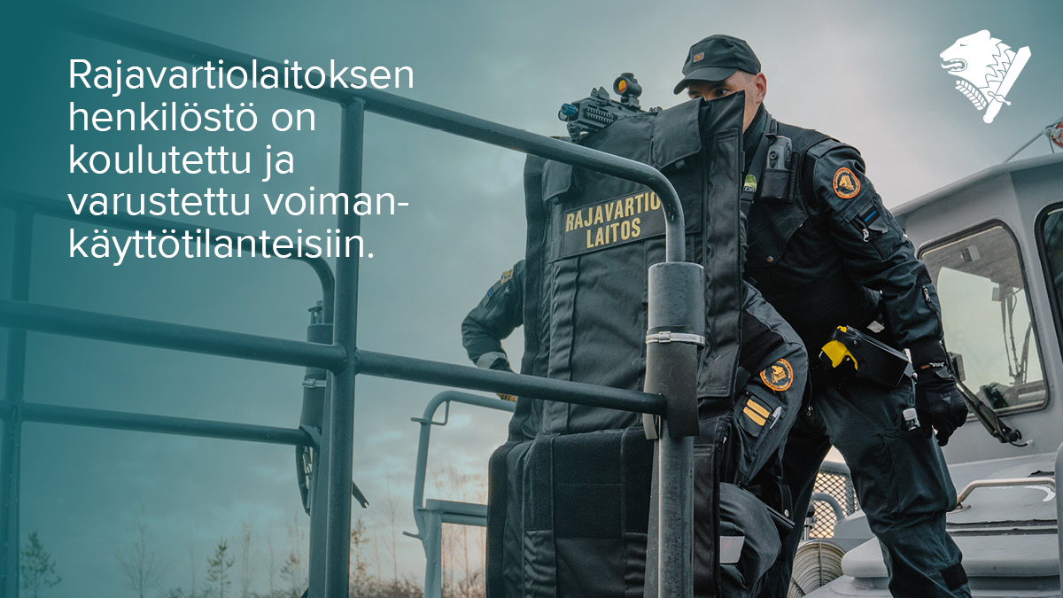 rajavartijat's tweet photo. Merivartijat on koulutettu ja varustettu voimankäyttöä vaativiin tilanteisiin. Kaikkein ankarimpiin tilanteisiin vastaavat Rajavartiolaitoksen valmiusjoukkueet ja erityisveneryhmä. Pinta- ja ilma-aluskalustolla saavutetaan haastavat kohteet olosuhteista riippumatta. #RajaTurvaa https://t.co/AM9jn5jizI