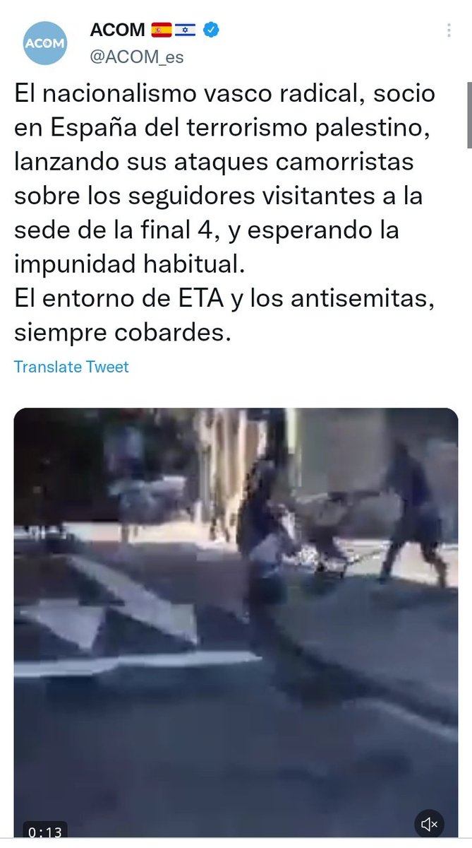 TxindurriG's tweet photo. ⚠️ Los hechos: el viernes 500 hooligans sionistas llegan a Bilbo. El domingo hacen una manifestación no autorizada por el Casco Viejo y Bilbo Zaharra, atacan e insultan a las vecinas y destrozan el bar Amets, culpable de tener una bandera palestina.

Los "medios de comunicación": https://t.co/8graZHd5L9