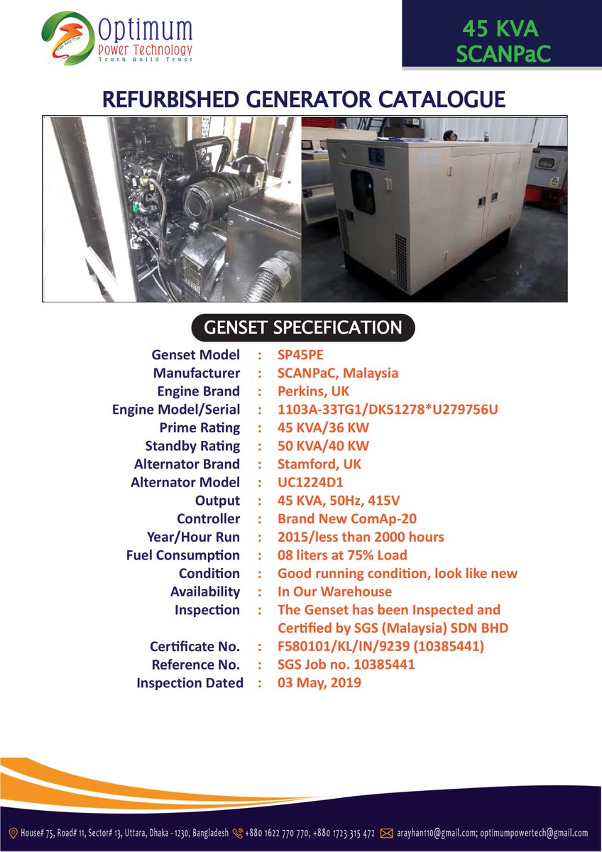 Optimumpowertec's tweet image. #45KVA #PERKINS #Generator
#Refurbished - 45 KVA Perkins, UK
Call for Price 
For further information, inspection and test run, please contact-
Cell- +8801622770770 (WhatsApp)
E-mail: optimumpowertech@gmail.com