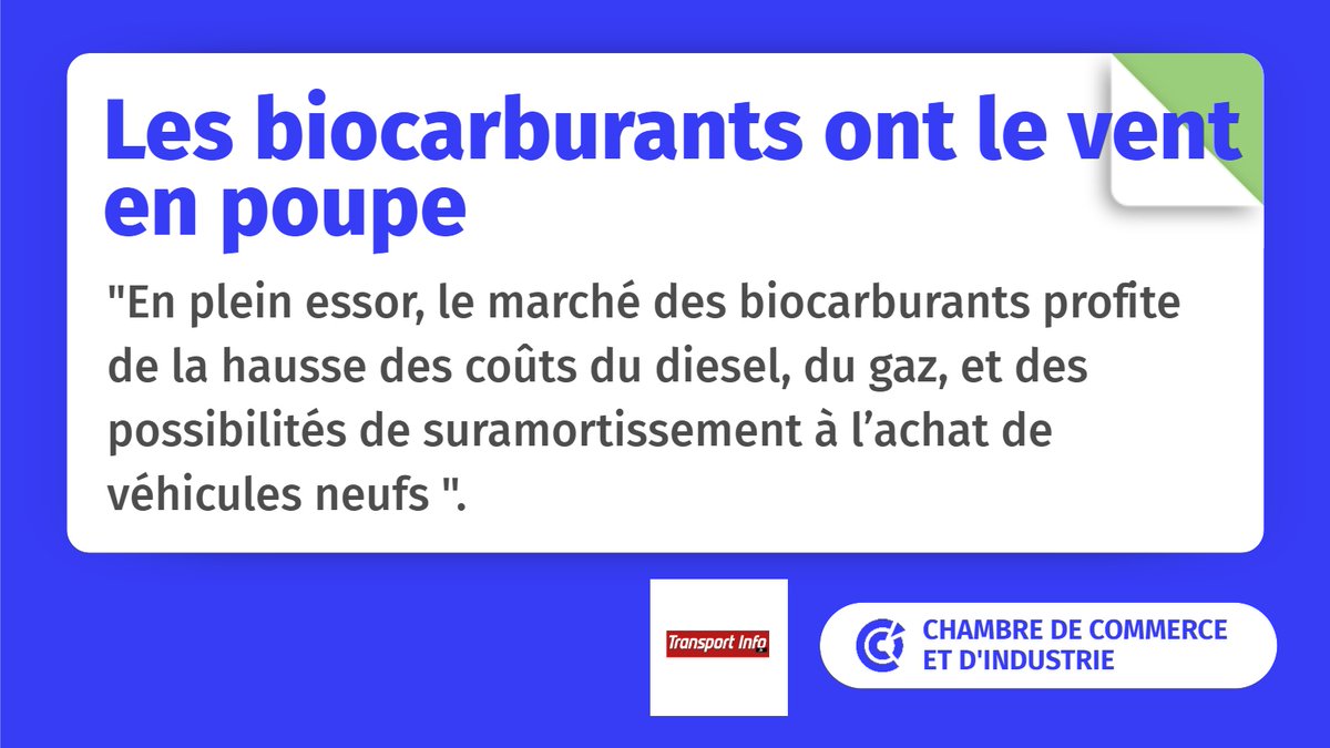 CCI_DD's tweet photo. 🟢🗞️ [#LaMinuteLecture] : Plébiscités par les #transporteurs, les #biocarburants concurrencent de + en + les #énergies #fossiles. Un mouvement qui s'accélère notamment depuis l’obtention récente de la vignette #CritAir1 pour le #B100 🚛. + d'infos  👉 https://t.co/MMWYtjhm3t https://t.co/w7NEWdw3N0