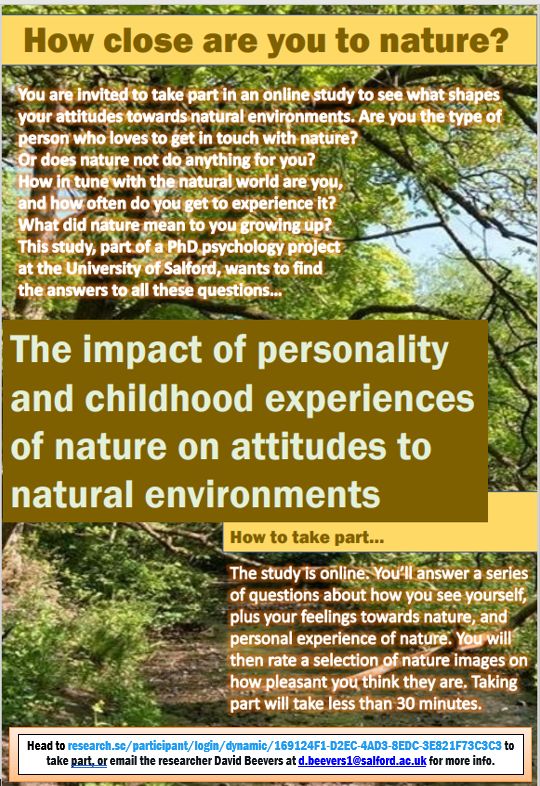 DrMikeJL's tweet photo. Please consider taking part in my PhD student's research on individual differences in responses to nature.  Participation takes ~20 minutes and is open to anyone 18+. Many thanks! https://t.co/1GqMkUPEAb 

*Note the study is not compatible with some mobile devices https://t.co/Lky7oFx8wL