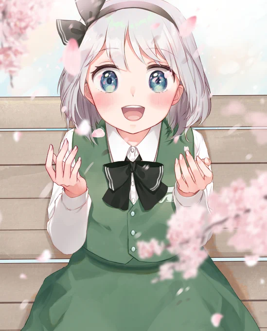 桜吹雪にわくわくする妖夢が描きたかった絵 
