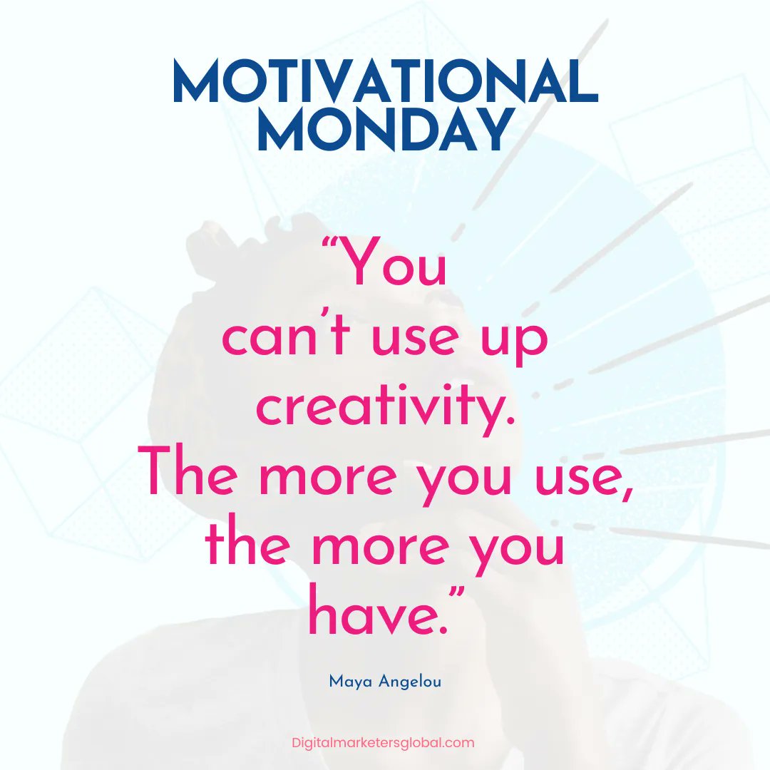 GlobalDigital14's tweet photo. “You
can’t use up creativity.
The more you use, the more you have.”

FOLLOW 👉 @globaldigitalmarketers
⠀ ⠀⠀⠀⠀⠀⠀⠀⠀⠀⠀
#GlobalDigitalMarketingAgency #monday https://t.co/mMTfdZGeMK